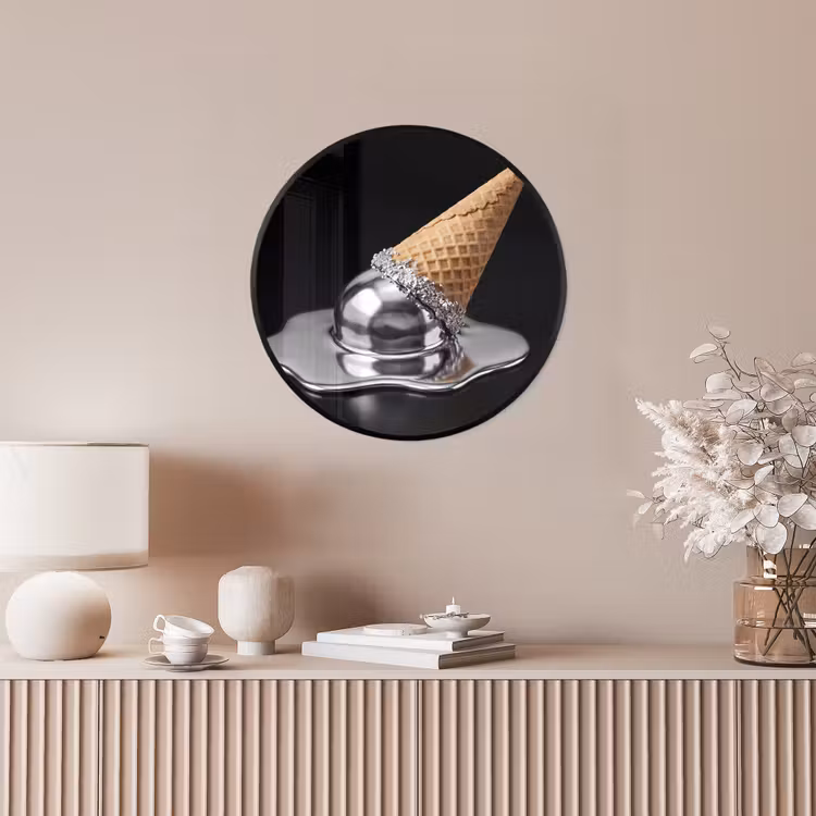 Poster im Rahmen Rund - Eis – Metall – Abstrakt — 5