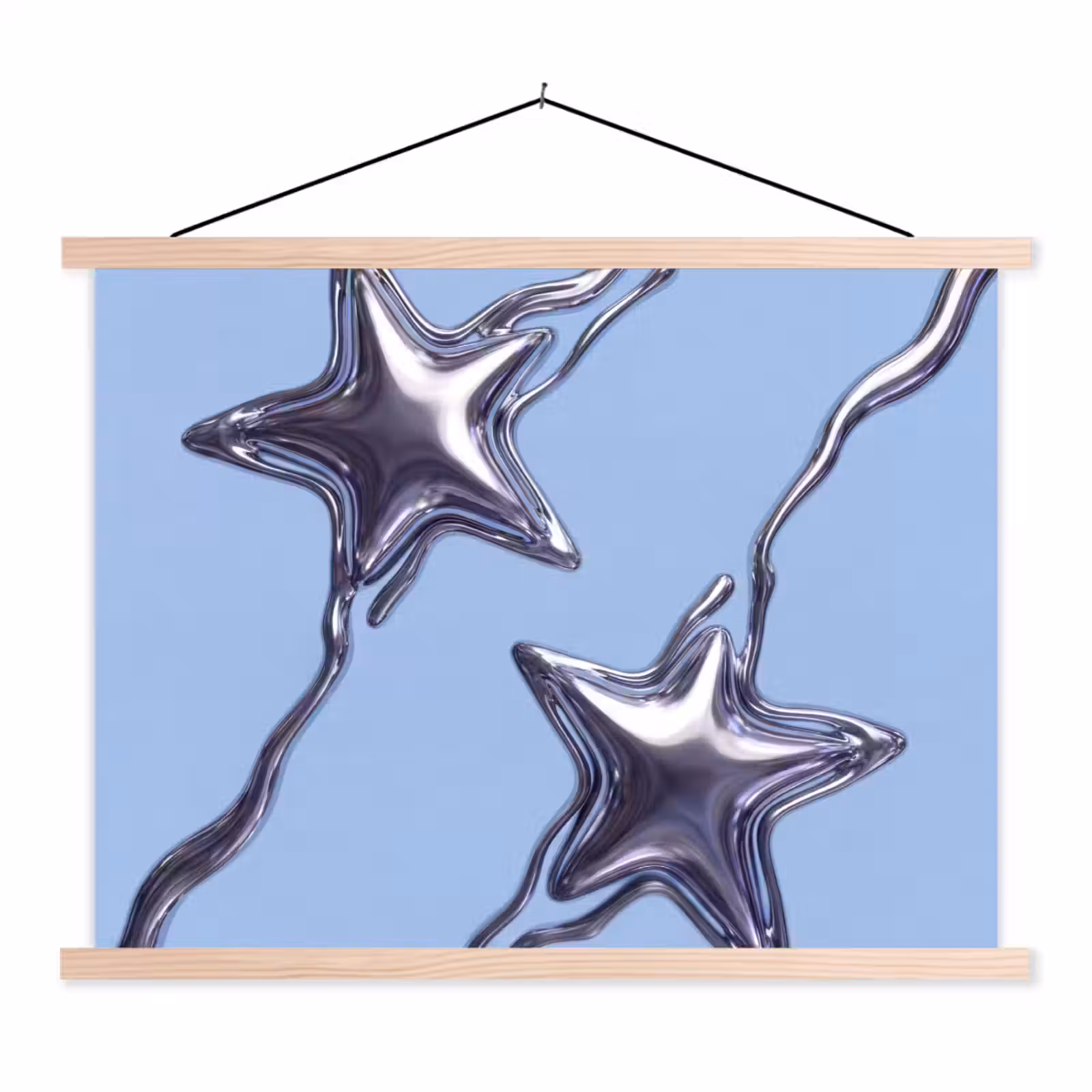 Stoffbild - Sterne – Flüssig – Silber — 1