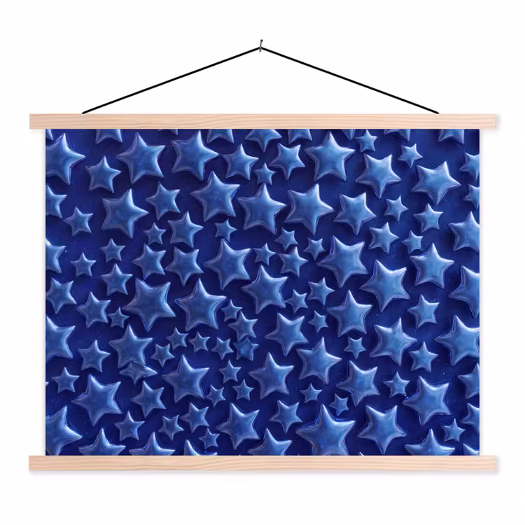 Stoffbild - Muster mit blauen Sternen — 1