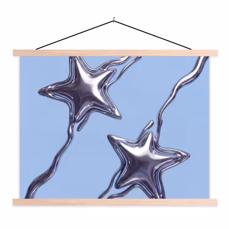 Stoffbild - Sterne – Flüssig – Silber — 1