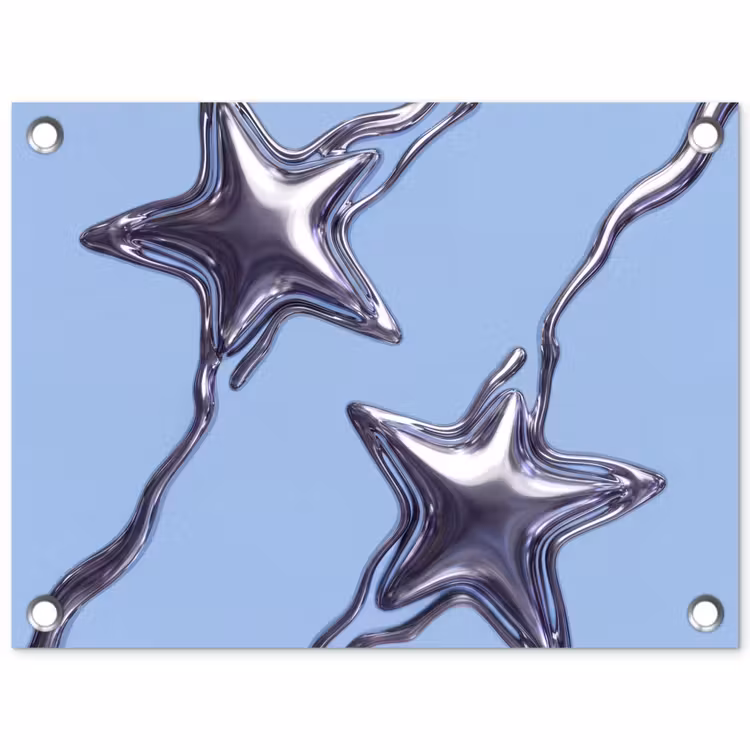 Gartenposter - Sterne – Flüssig – Silber — 1