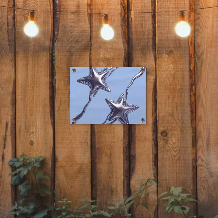 Gartenposter - Sterne – Flüssig – Silber — 2
