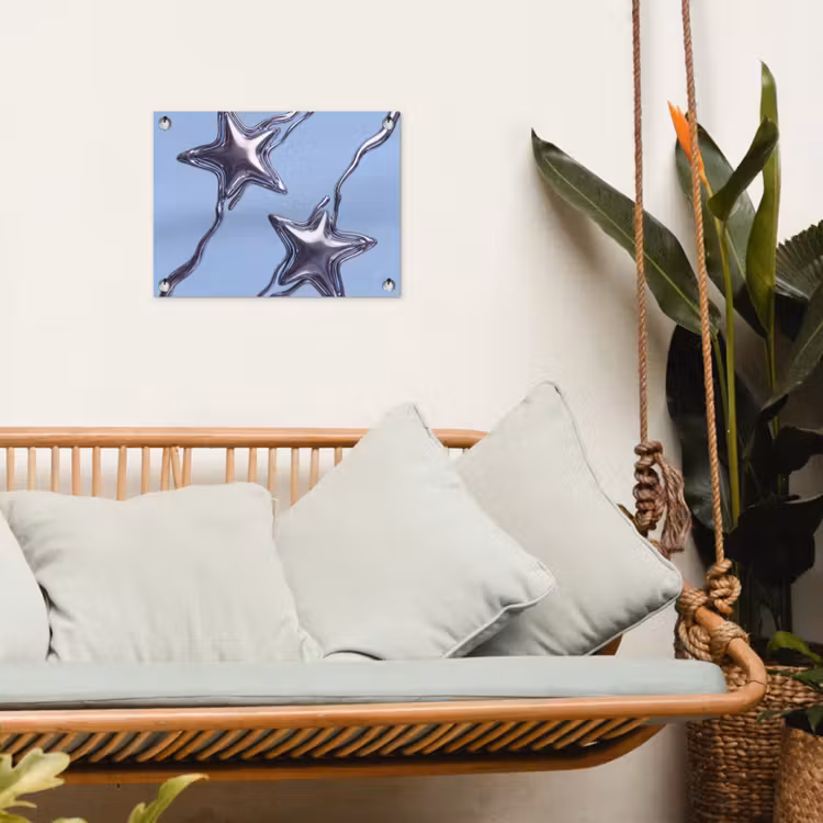 Gartenposter - Sterne – Flüssig – Silber — 4