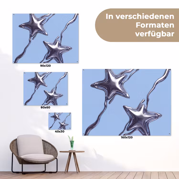 Gartenposter - Sterne – Flüssig – Silber — 6
