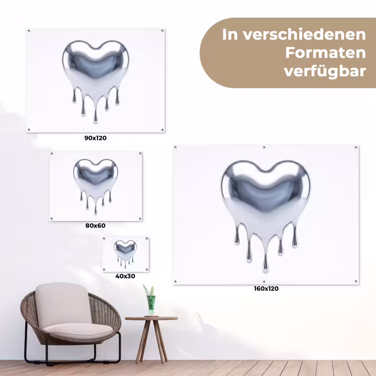 Gartenposter - Silbernes Herz – Abstrakt — 6