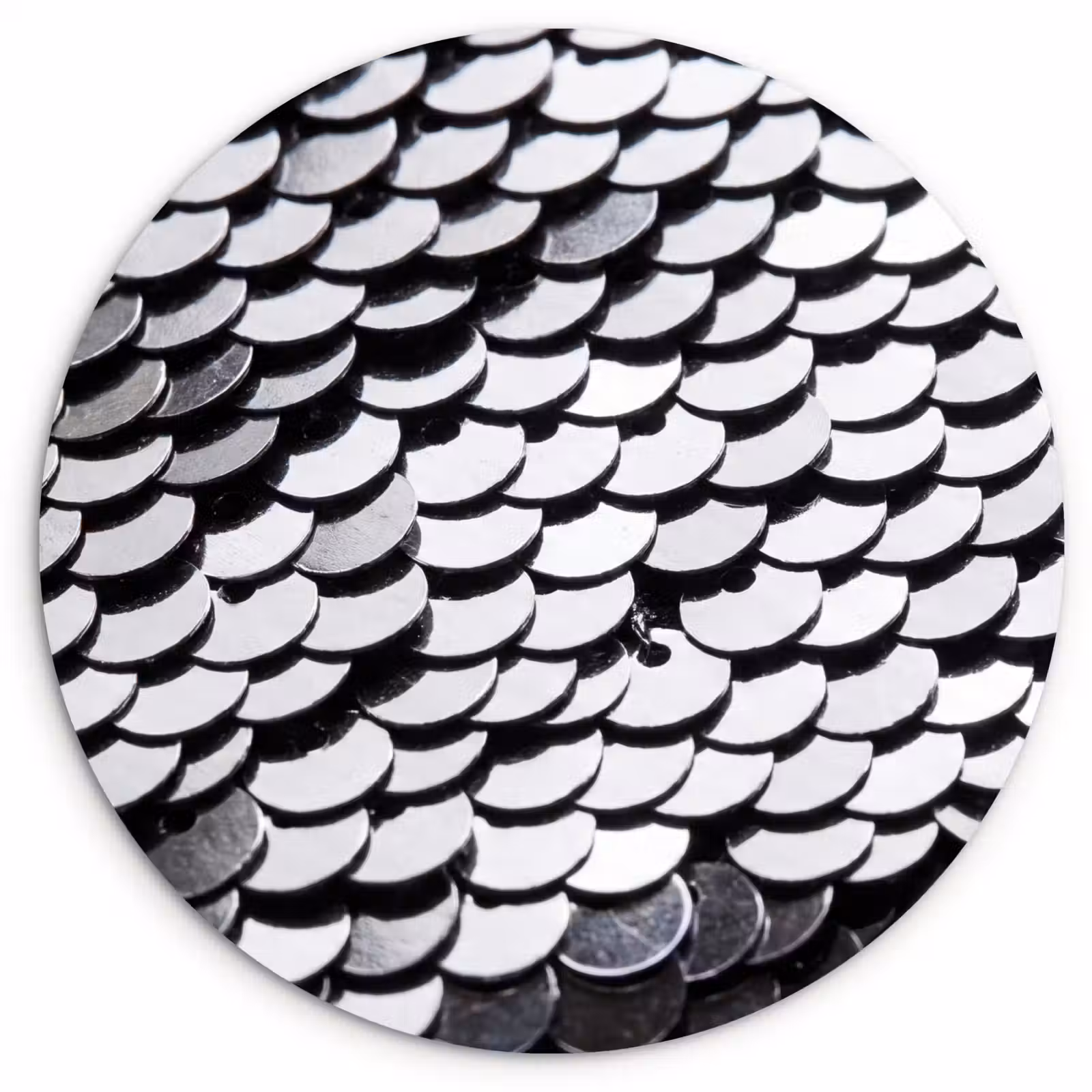 Glasbild Rund - Pailletten – Silber – Muster — 1