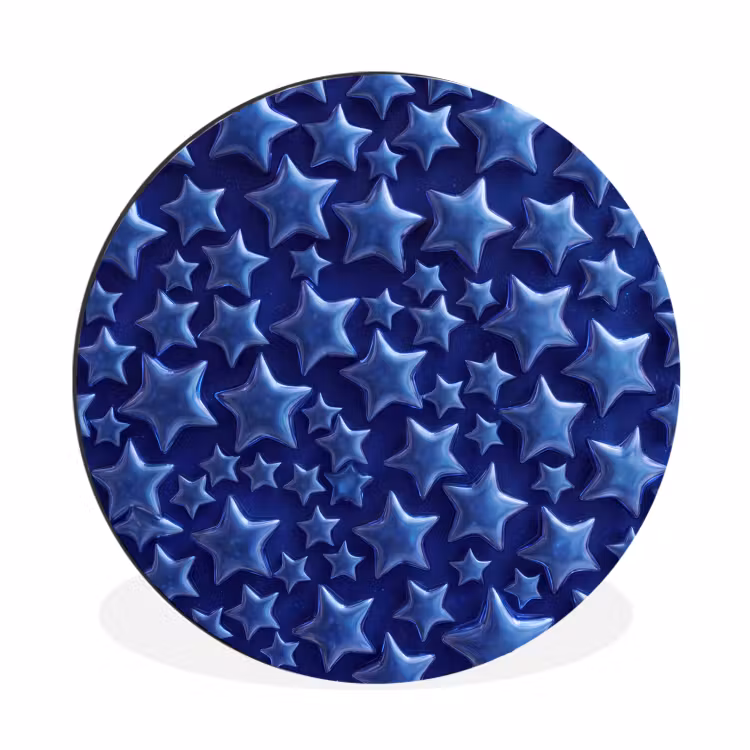 Alu-Dibond-Bild Rund - Muster mit blauen Sternen — 1