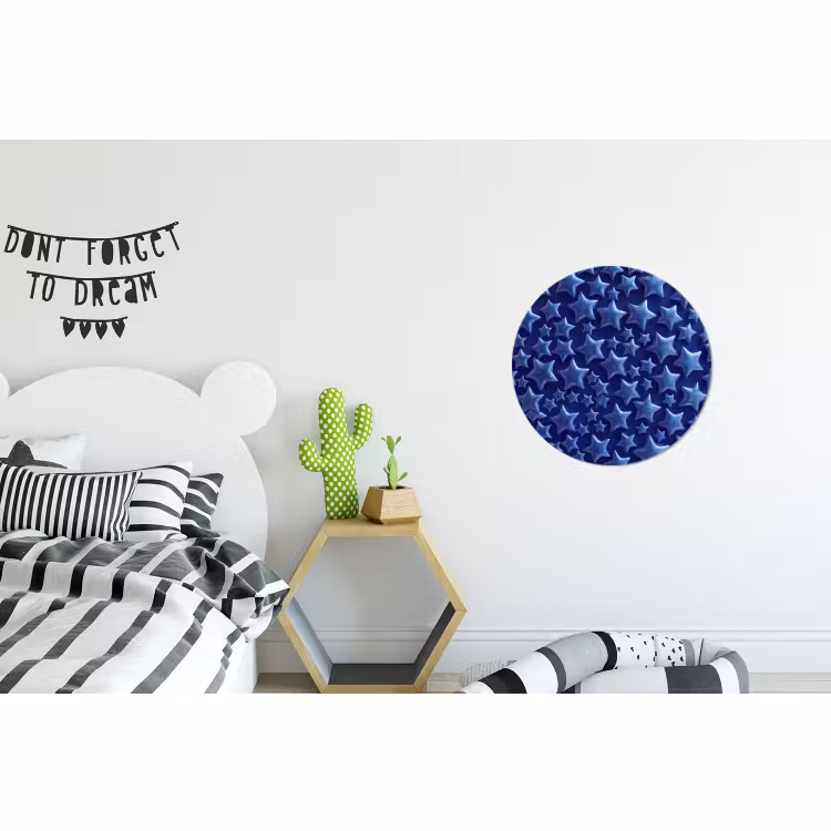 Alu-Dibond-Bild Rund - Muster mit blauen Sternen — 4