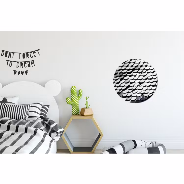 Alu-Dibond-Bild Rund - Pailletten – Silber – Muster — 4