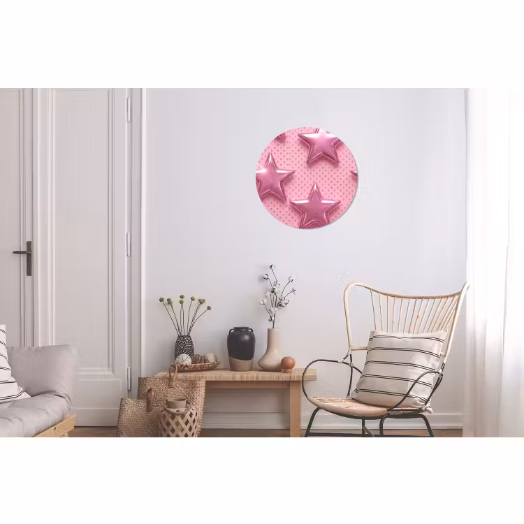 Alu-Dibond-Bild Rund - Sterne – Rosa – Abstrakt — 2