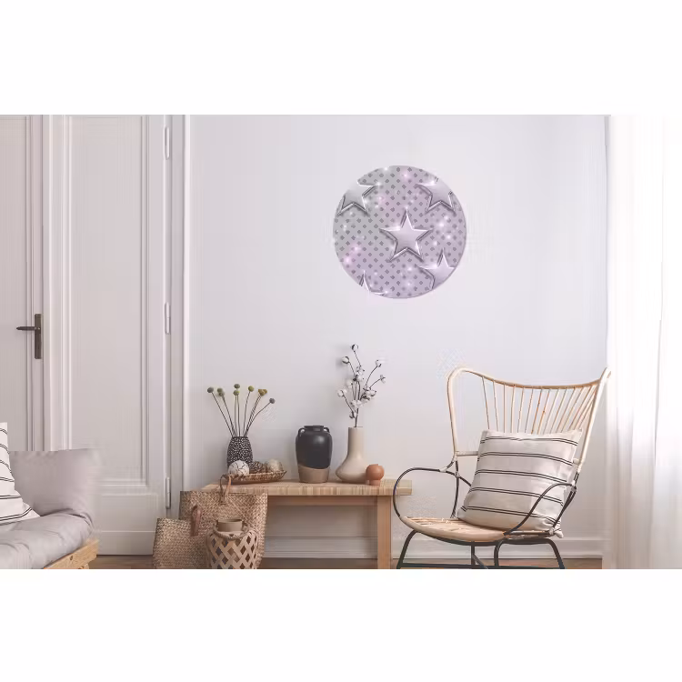 Alu-Dibond-Bild Rund - Sterne – Silber – Abstrakt — 2