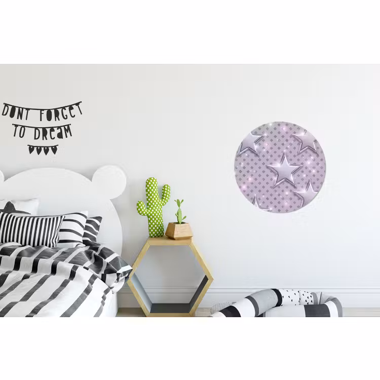 Alu-Dibond-Bild Rund - Sterne – Silber – Abstrakt — 4