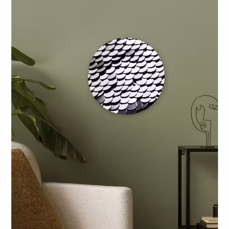Glasbild Rund - Pailletten – Silber – Muster — 3