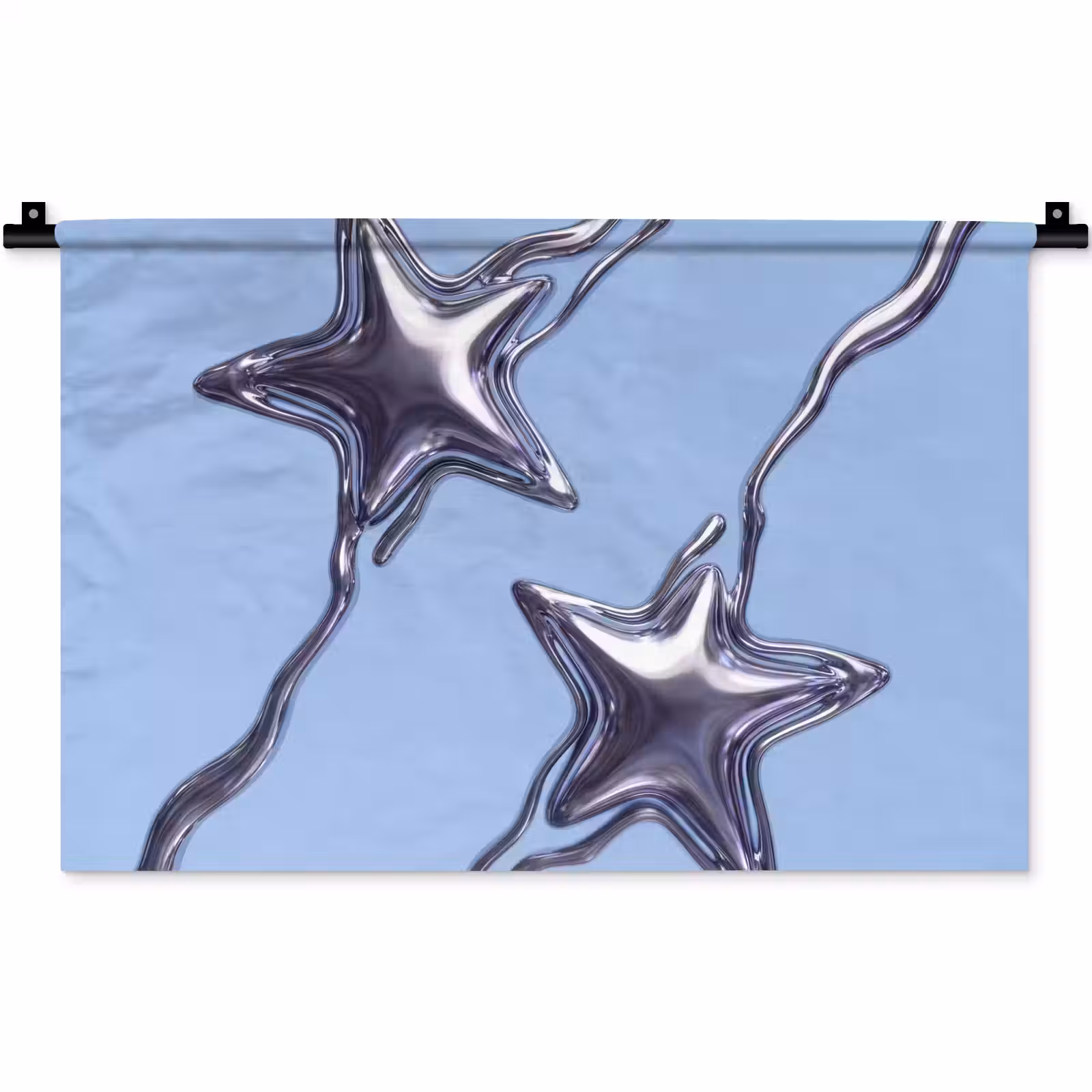 Wandteppich - Sterne – Flüssig – Silber — 1