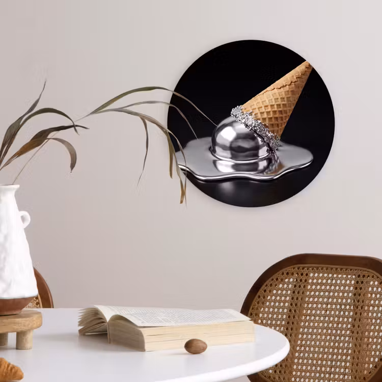 Glasbild Rund - Eis – Metall – Abstrakt — 4