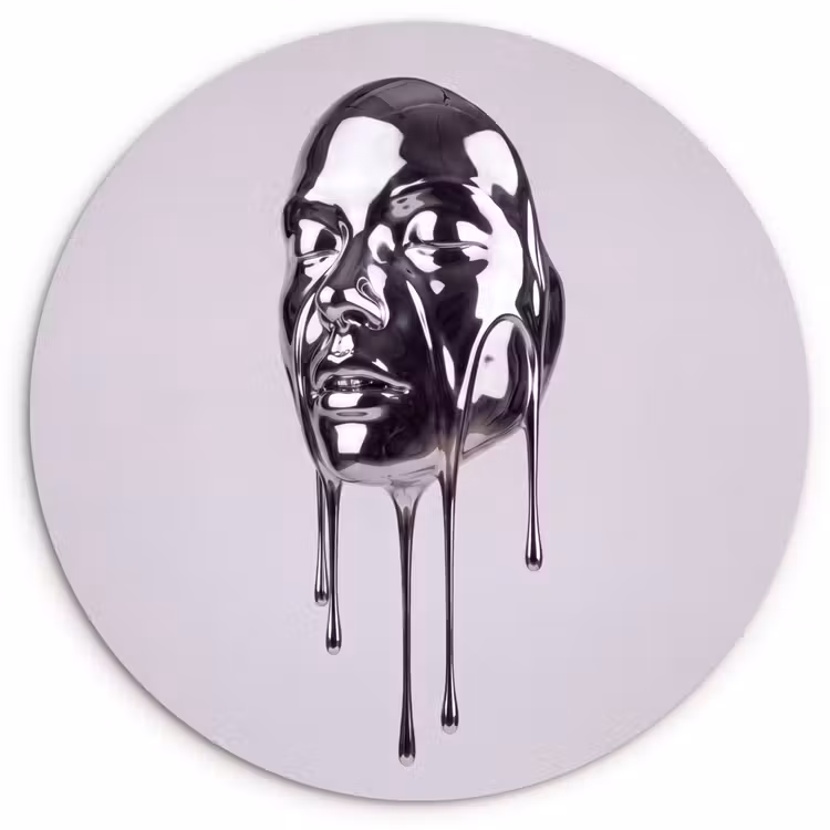 Glasbild Rund - Kopf – Schmelzend – Abstrakt — 1