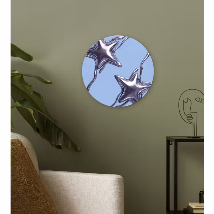 Glasbild Rund - Sterne – Flüssig – Silber — 3