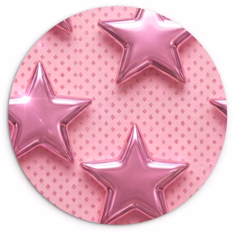 Glasbild Rund - Sterne – Rosa – Abstrakt — 1