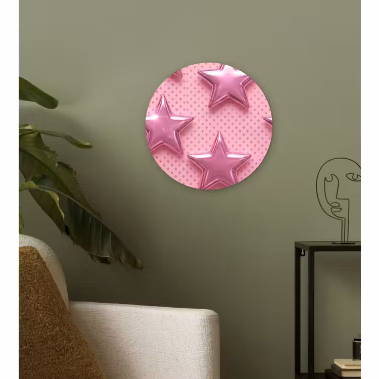 Glasbild Rund - Sterne – Rosa – Abstrakt — 3