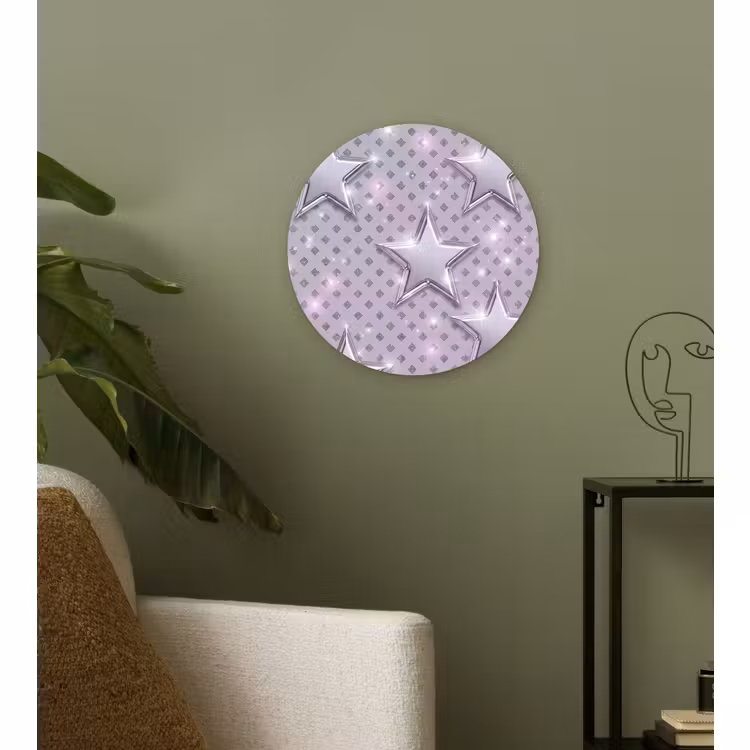 Glasbild Rund - Sterne – Silber – Abstrakt — 3