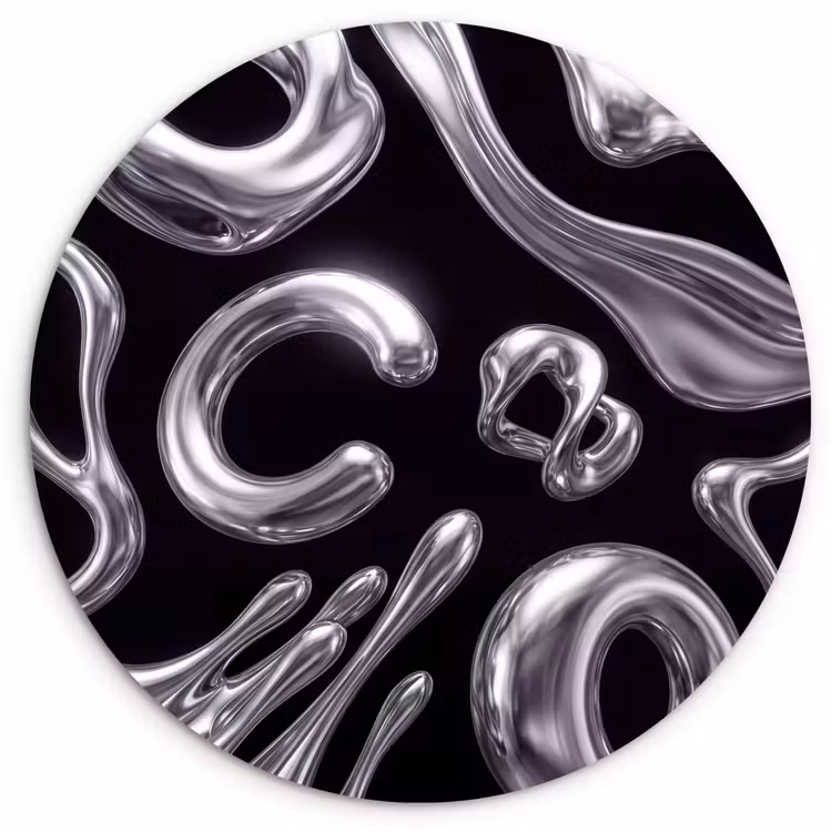 Glasbild Rund - Zusammenfassung – Formen – Silber — 1