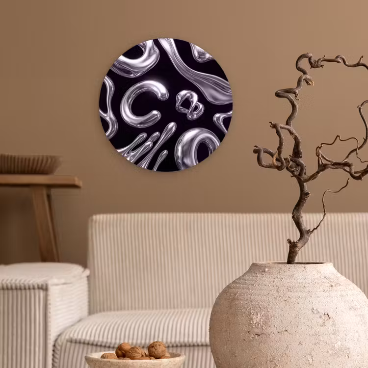 Glasbild Rund - Zusammenfassung – Formen – Silber — 2