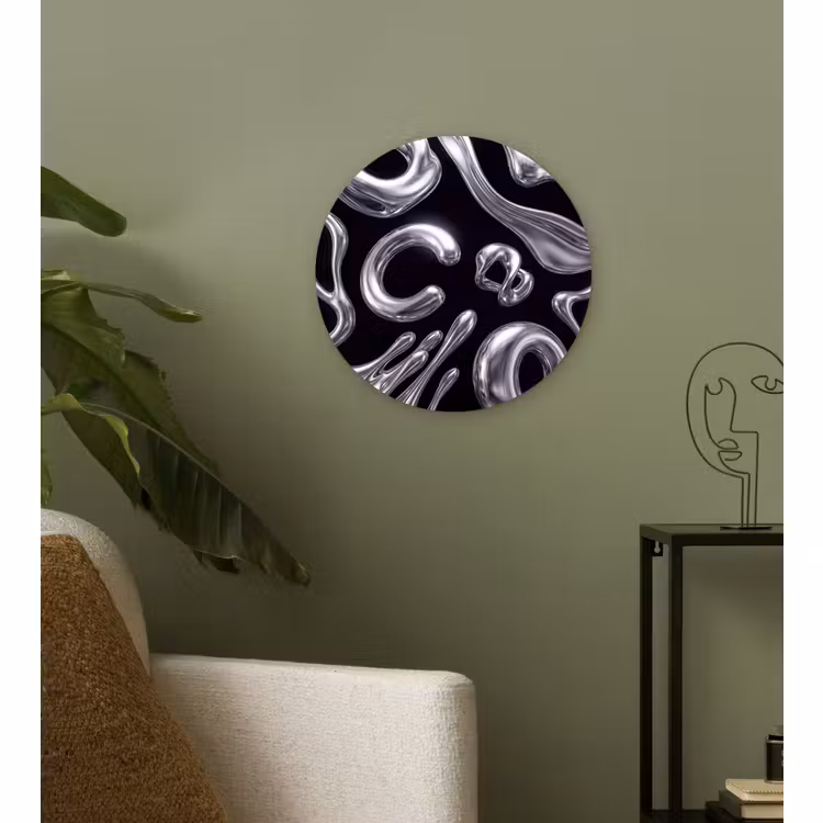 Glasbild Rund - Zusammenfassung – Formen – Silber — 3