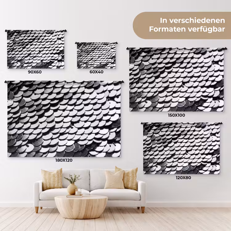 Wandteppich - Pailletten – Silber – Muster — 8