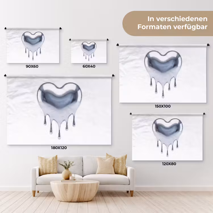 Wandteppich - Silbernes Herz – Abstrakt — 8