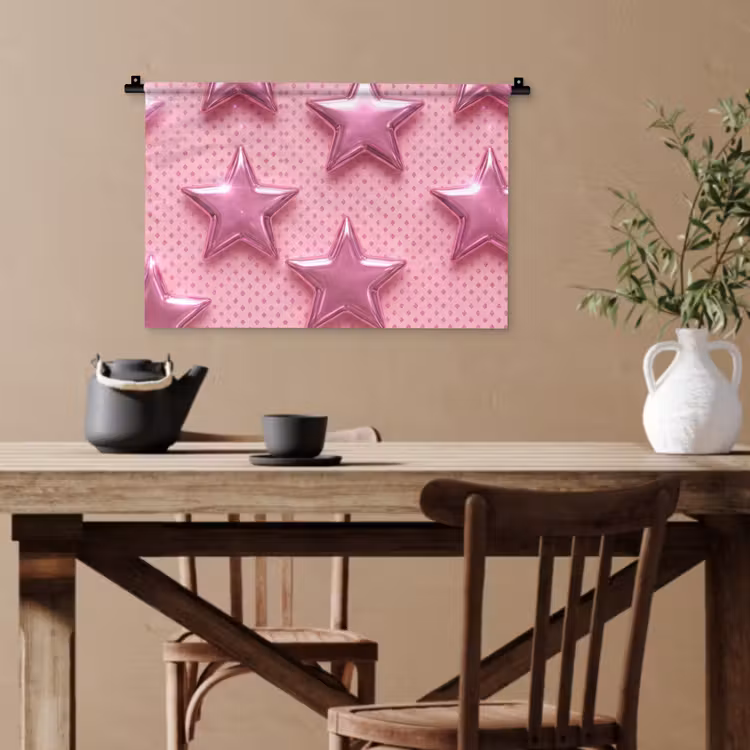Wandteppich - Sterne – Rosa – Abstrakt — 3