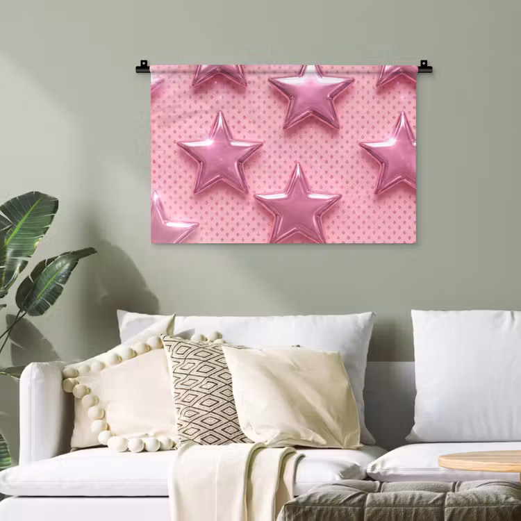 Wandteppich - Sterne – Rosa – Abstrakt — 4