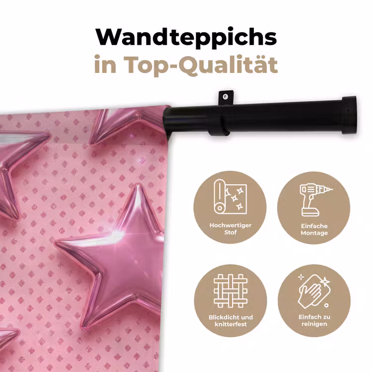 Wandteppich - Sterne – Rosa – Abstrakt — 7