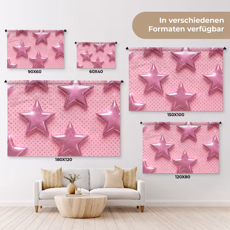 Wandteppich - Sterne – Rosa – Abstrakt — 8