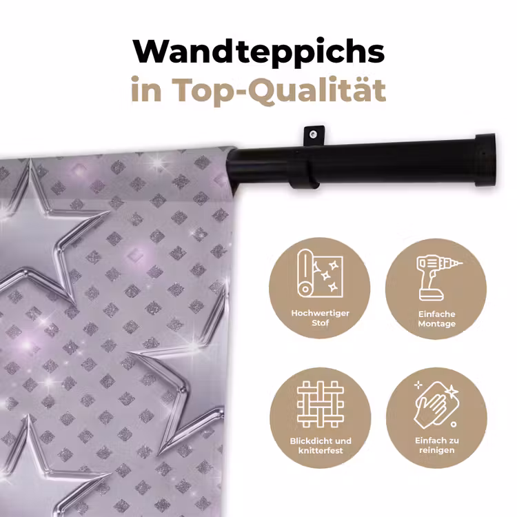 Wandteppich - Sterne – Silber – Abstrakt — 7