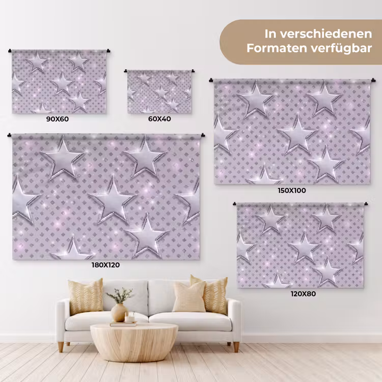 Wandteppich - Sterne – Silber – Abstrakt — 8