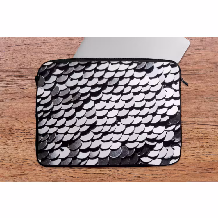 Laptop hülle - Pailletten – Silber – Muster — 2