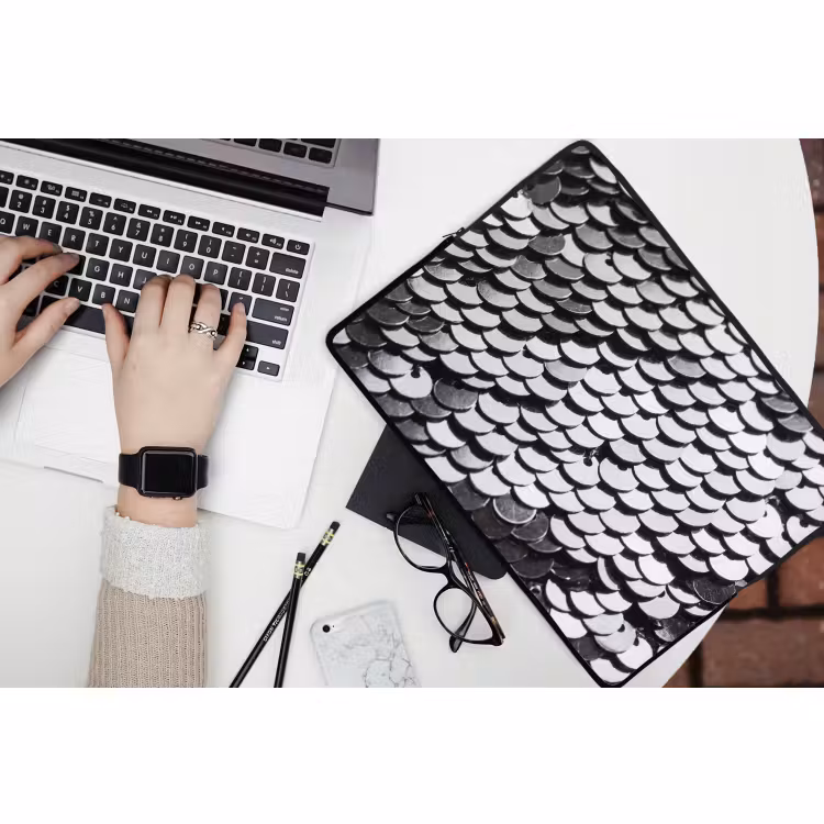 Laptop hülle - Pailletten – Silber – Muster — 3