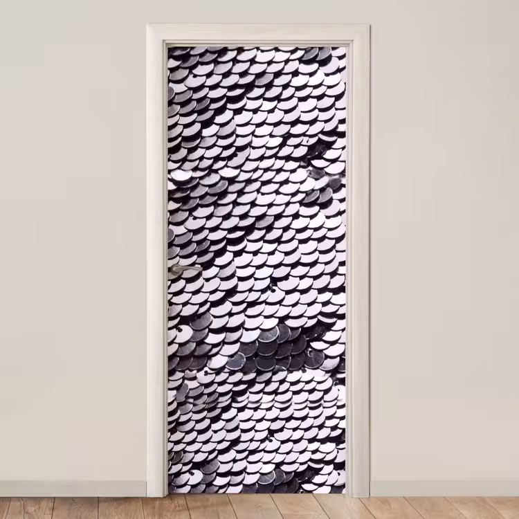 Türtapete - Pailletten – Silber – Muster — 1