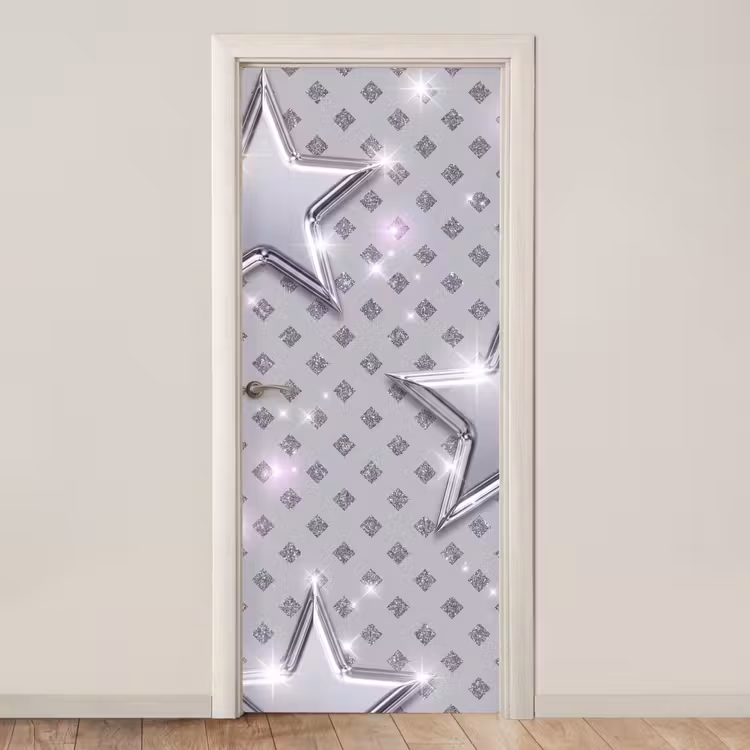 Türtapete - Sterne – Silber – Abstrakt — 1