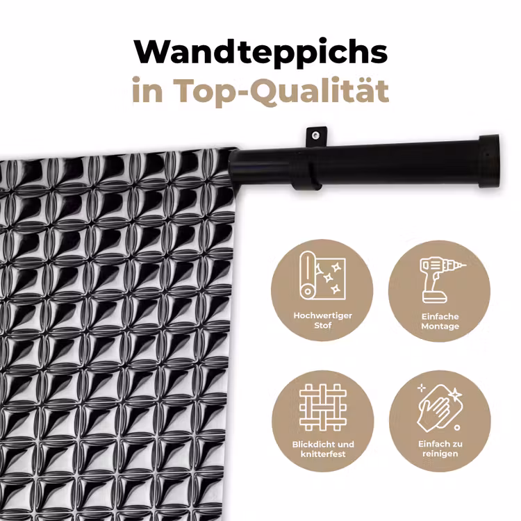 Wandteppich - Muster – Abstrakt – Schwarz-Weiß — 7