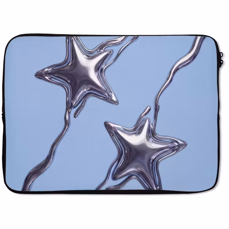 Laptop hülle - Sterne – Flüssig – Silber — 1