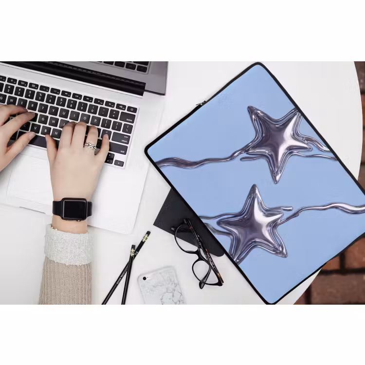 Laptop hülle - Sterne – Flüssig – Silber — 3