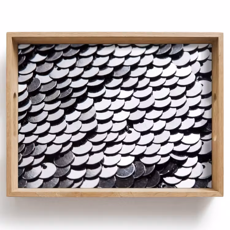 Tablett - Pailletten – Silber – Muster — 1