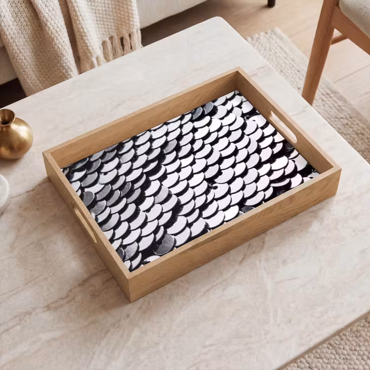 Tablett - Pailletten – Silber – Muster — 2
