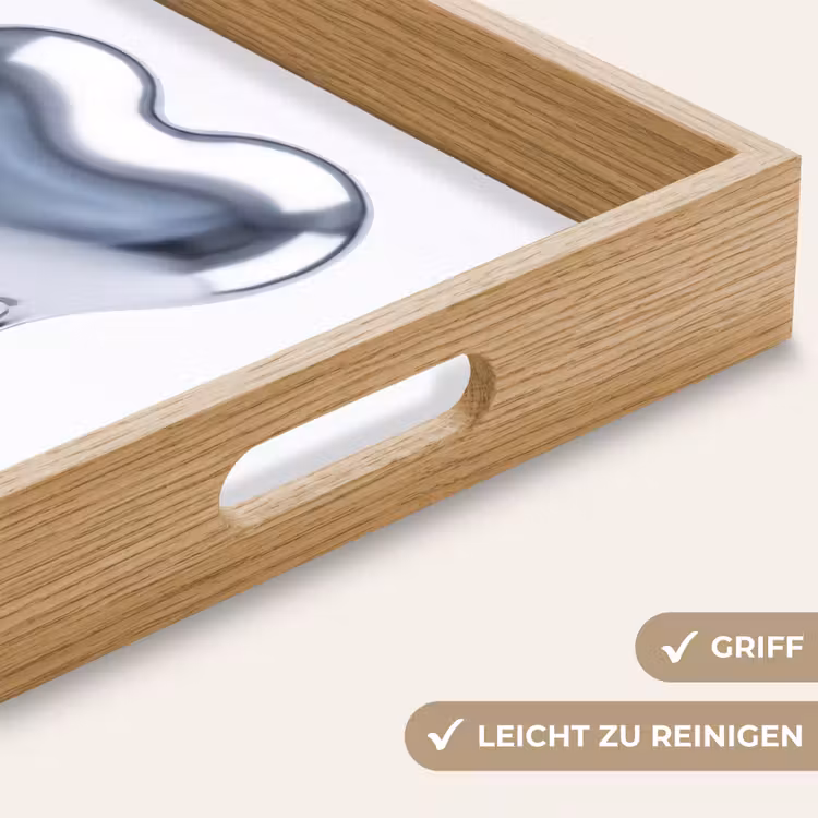 Tablett - Silbernes Herz – Abstrakt — 5