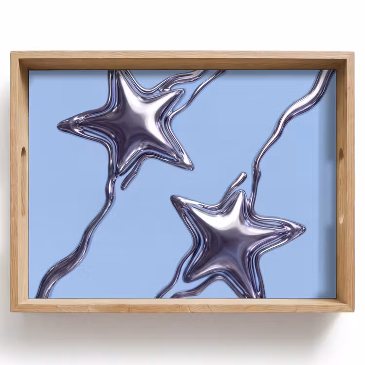 Tablett - Sterne – Flüssig – Silber — 1