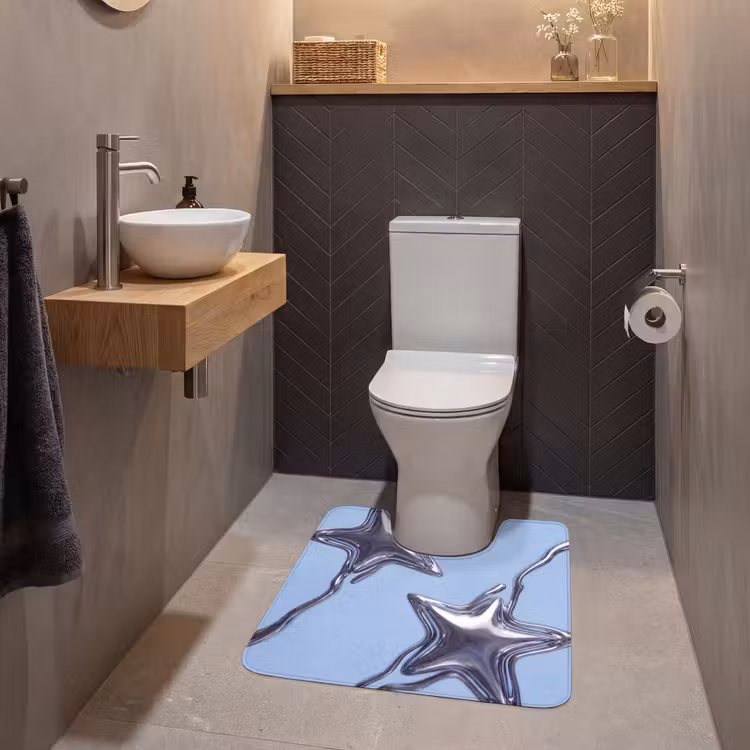 WC Vorleger - Sterne – Flüssig – Silber — 2