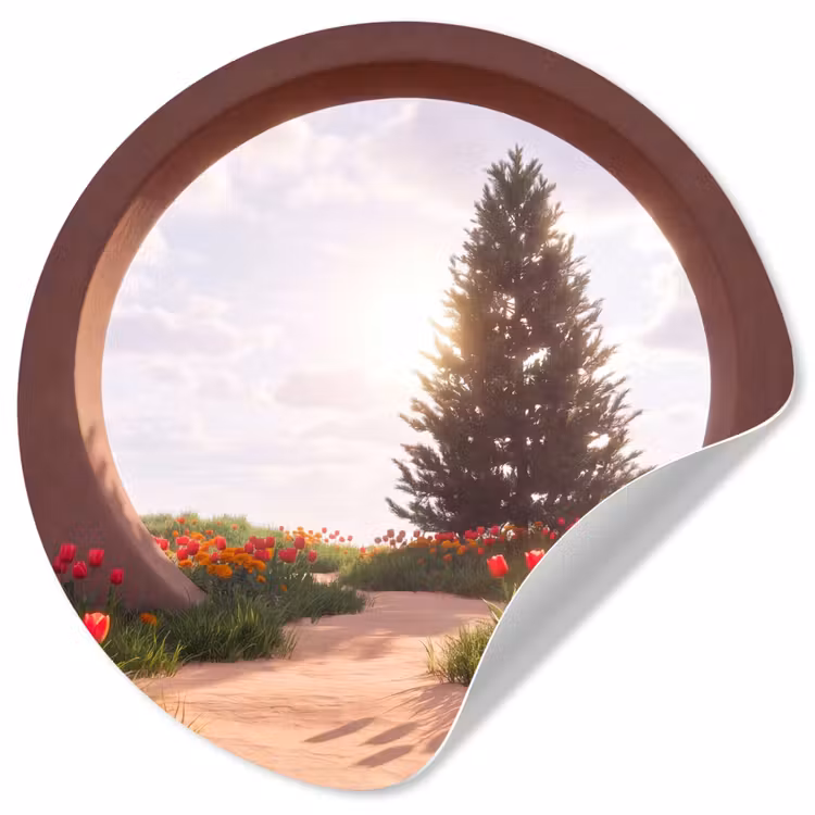 Runde Tapete - Weg – Blumen – Natur — 1