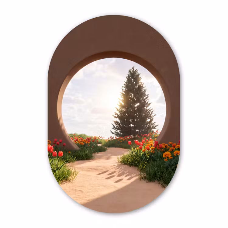 Forexbild Oval - Weg – Blumen – Natur — 1