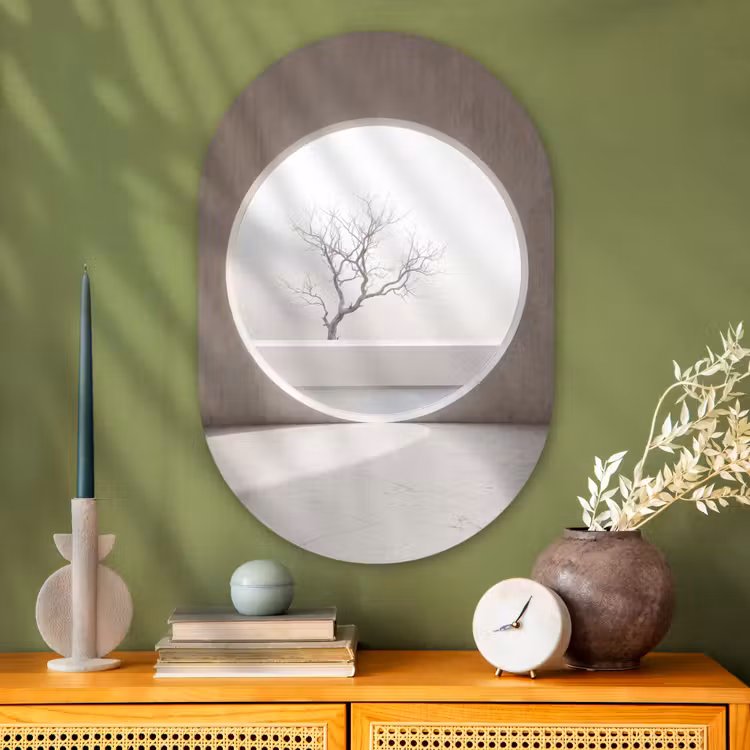 Glasbild Oval - Baum – Kreis – Modern — 2